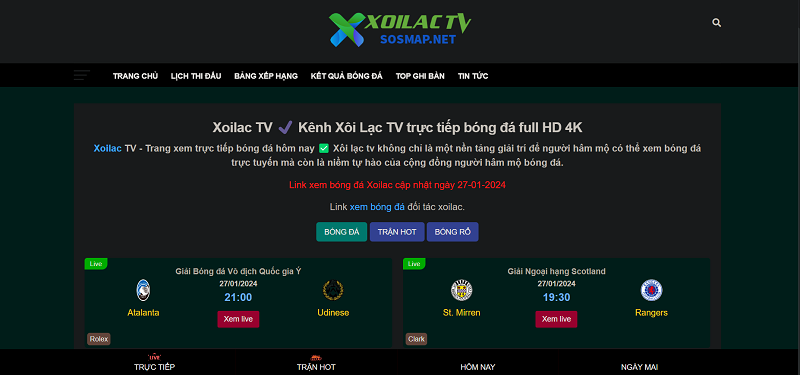 Cùng Xoilac TV trải nghiệm các trận đấu hấp dẫn nhất